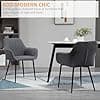 HOMCOM Dining Chairs Set of 2, Upholstered Kitchen Chairs, Linen Fabric Accent Arm Chairs with Metal Legs, Dark Grey - image 1