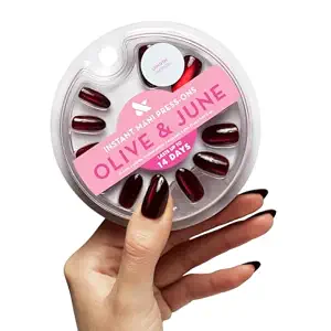 Olive & June Instant Mani Press-On Nails (Glue) Medium Oval 42 Fake Nails, 21 Sizes, Obsessed Velvet - image 1