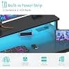 Lufeiya Black Gaming Desk with LED Lights, Power Outlets, USB Charging Ports, Monitor Stand - 40 Inch - image 1
