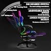 Czlolo RGB LED Gaming Chair with Footrest, Lumbar Support Massager, High Back Reclining Gamer Chair with Headrest and Swivel (Purple) - image 1