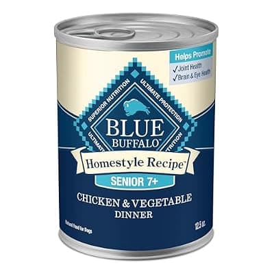 Blue Buffalo Homestyle Recipe Chicken & Vegetable Dinner Pate Natural Wet Dog Food for Senior 7+ Dogs, Made with Natural Ingredients, Vitamins & Minerals, 12.5-oz. Can (12 Count) - image 1