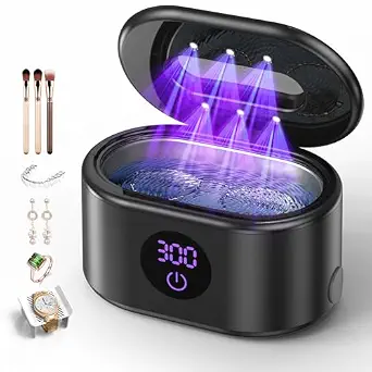 Ultrasonic Jewelry Cleaner 48KHz with 20oz Stainless Steel Tank and Dual Modes LED Display Black - image 1