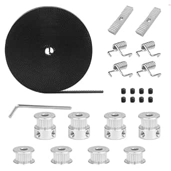 5M GT2 Timing Belt 6mm with 8pcs GT2 20 Teeth Pulleys and 4pcs Spring Tension Pulleys for 3D Printer - image 1