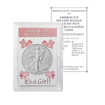 2026 U.S. Silver Eagle 1 oz Brilliant Uncirculated in "It's a Girl" Holder with our Smyrnacoin Certificate of Authenticity Dollar Uncirculated US Mint - image 1