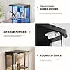 BROTTAR Rounded Display Cabinet with Glass Door, 4-Tier Curio Cabinet with 3 Color Lights and Human Body Sensor, Black - image 1