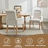 Fabric Dining Chair with Arms, Upholstered Tufted High Back Dining Room Chair, Accent Armchair with Solid Wood Legs and Nailhead Trim, Beige - image 1