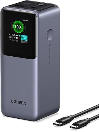 UGREEN Nexode Pro 130W External Battery 20000mAh Portable Power Bank USB C 100W 3 Ports Quick Charge PD3.0 TFT Screen Compatible with iPhone 17 16 15 14 Air Plus Pro Max Galaxy S25 S24 MacBook iPad - image 1