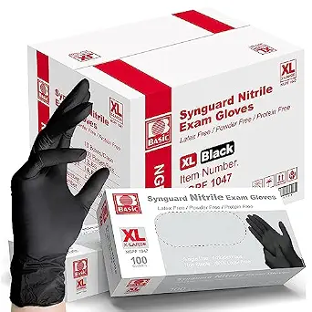 Intco Basic Medical Black Nitrile Exam Gloves, 5 Mil, Latex-Free & Powder-Free, Case of 1000 (XLarge) - image 1