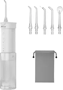 WellLeo Mini Irrigador Dental Portátil con 5 Modos, Tanque Plegable y Bolsa de Almacenamiento - image 1