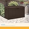 Suncast 50 Gallon Medium Capacity All Weather Construction Resin Outdoor Storage Deck Box with Bench Seat and Lid for Patio, Garden, or Pool, Java - image 1