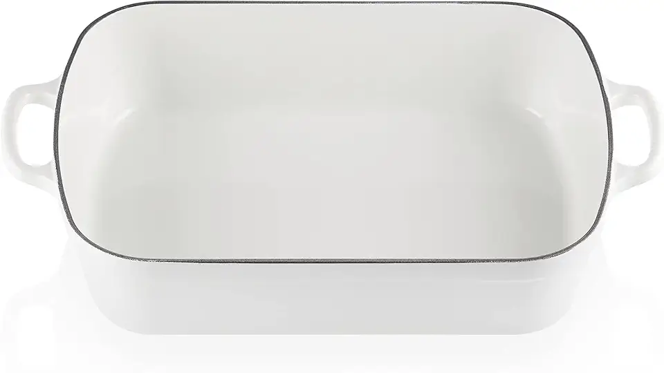 Enameled Cast Iron Signature Rectangular Roaster, 5.25 qt. (9.8" x 13"), White - image 1