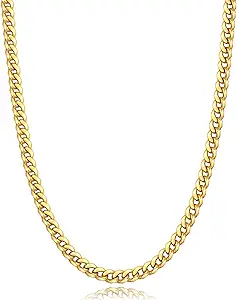 Momlovu Cuban Link Chain Necklace for Men Boys 316L Stainless Steel Diamond-Cut 4mm 24 Inch Mens Jewelry - image 1