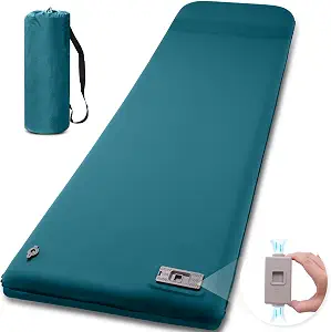 NYECHTO Self Inflating Sleeping Pad with Built-In Electric Pump, 3.14" Thick Memory Foam Camping Mattress with Pillow, 9.5 R-Value Insulated, Dark Blue - image 1