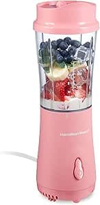 Hamilton Beach Personal Blender for Smoothies & Protein Shakes, Portable Single Serve Blender with Travel Lid, 14 oz BPA-Free Jar, 175W, Compact Countertop Blender Coral, 51171 - image 1