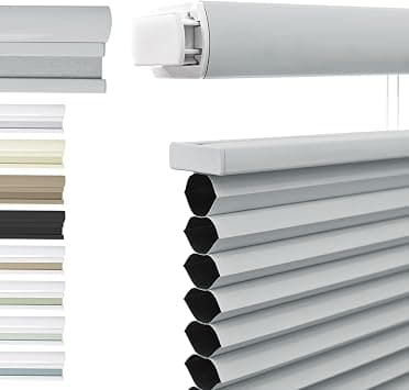 Luxevoir Panoramix Blackout Top Down Bottom Up Cellular Blinds No Drill No Tools Custom Cordless Honeycomb Shades for Window Privacy Blinds Window Treatment, Blackout Light Gray, Custom Size - image 1