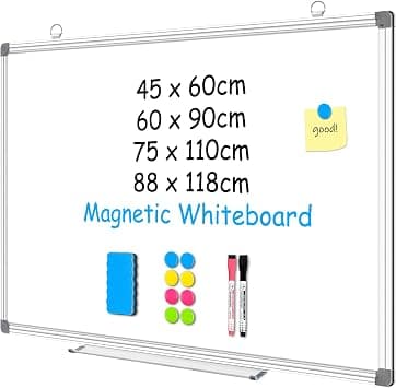 4 THOUGHT Whiteboard 60 x 90 cm Magnetic A1 Large White Board for Wall with 2 Markers Pens 8 Magnets and 1 Eraser Whiteboards Dry Erase Board for Home Kitchen Office School 600mm x 900mm - image 1
