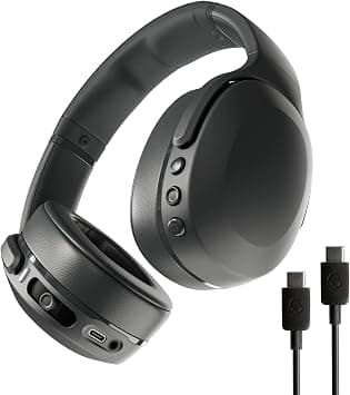 Skullcandy Crusher Evo Wireless Bluetooth Headphones with Multi-Sensory Bass and Charging Cable, Noise Isolating Over-Ear Fit, Up to 40 Hours Battery, Microphone for iPhone Android - True Black - image 1