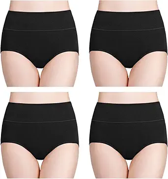 wirarpa Women's Cotton Underwear High Waisted Ladies Panties Full Coverage Briefs 4 Pack (Regular & Plus Size) - image 1