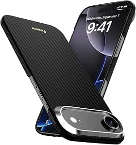 Foenor Aramid Fiber Case for iPhone 17 Air - Ultra Slim, MagSafe Compatible, Black/Grey - image 1