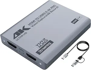 Duomigo 4K HDMI Video Capture Card with Loop-Out USB 3.0 1080P 60FPS/2K 30FPS Audio & Video Streaming Capture Device for PS5, Switch, Camera, PC Compatible with OBS - image 1