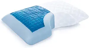 MALOUF Z Side Sleeper Shoulder Cutout Dough Memory Foam Pillow with Liquid Gel Layer-King, Blue - image 1
