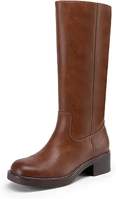 DREAM PAIRS Women's Square Toe Platform Chunky Block Heel Knee High Riding Boots - image 1