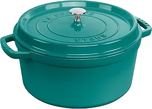 Staub Cast Iron 7-qt Round Cocotte - Turquoise - image 1