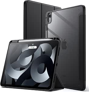 JETech Case for iPad Air 11 Inch M4/M3/M2 (2026/2025/2024) and iPad Air 5/4 (10.9 inch, 2022/2020) with Pen Holder, Clear Transparent Back Shell Stand Protective Case (Black) - image 1