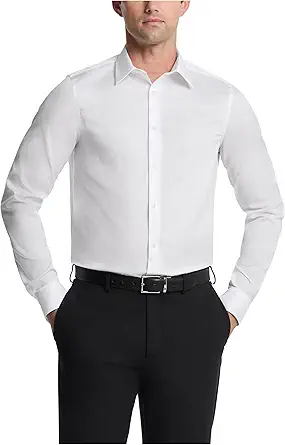 Calvin Klein Men's Dress Shirts Slim Fit Non Iron Solid, White, 15" Neck 32"-33" Sleeve - image 1