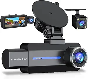 BAEASU Dash Cam Front and Rear 2.5K/1440P, 3 Channel Dash Camera for Cars Dash Cam Front Rear and Inside with 32GB Card, 3.16" IPS Screen, G-Sensor, Loop Recording, Night Vision, Parking Mode - image 1