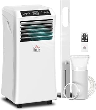 HOMCOM 8000 BTU Portable Air Conditioner for Rooms Up to 344 Sq. Ft., 4-in-1 AC Unit with Cooling Fan, Dehumidifier, Sleep Mode, Remote Control, 24H Timer, Window Installation Kit, White - image 1