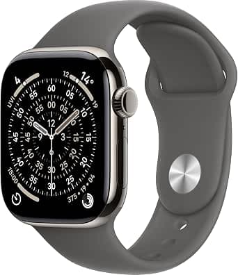 Apple Watch Series 11 GPS + Cellular 42mm Natural Titanium Case with Stone Grey Sport Band (S/M) - image 1