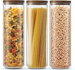 JoyJolt Holden 72oz Stackable Glass Storage Containers with Acacia Wood Lids Set of 3 - image 1