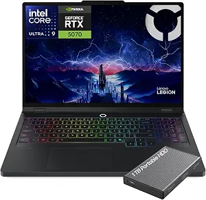 Lenovo Legion Pro 5i Gaming Laptop 16" WQXGA OLED 165Hz, Intel Core Ultra 9-275HX, NVIDIA GeForce RTX 5070, 32GB RAM, 1TB SSD, Wi-Fi 7, RGB Backlit, Windows 11, with 1TB Portable HDD - image 1