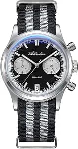 Addiesdive 38mm Mens Chronograph Watch with Japanese VK64 Quartz, Vintage Military Style Nylon Strap Watch, 100M Water Resistant,Black - image 1