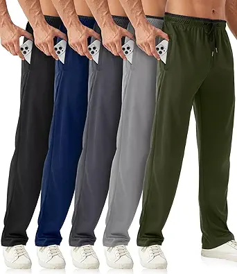Mens Sweatpants with Zipper Pockets 5 Pack Mens Joggers for Men Open Bottom Mesh Athletic Pants for Workout,Running - image 1