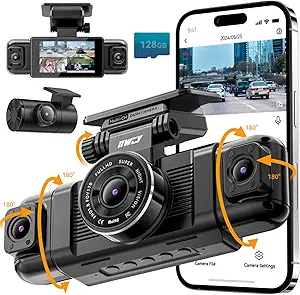 IIWEY N5 4 Channel Dash Cam 360° View, 1080P Front and Rear Inside, Left Right Dash Camera for Cars, 8 IR Lamps Night Vision, 5G WiFi & APP Control, G-Sensor, Parking Mode, with a Free 128GB SD Card - image 1