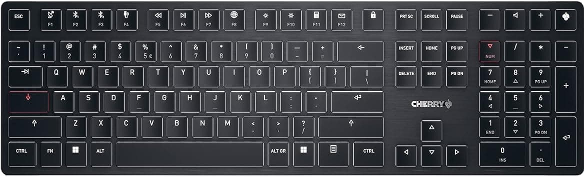 CHERRY KW X ULP, ultra płaska mechaniczna klawiatura high-end, układ US-International (QWERTY), bezprzewodowa klawiatura multi-device dla maksymalnie 4 urządzeń, ładowalna, czarny - image 1