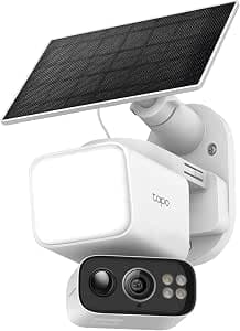 Tapo 2K Dimmable Floodlight Security Camera Outdoor Wireless with Solar Panel, Pan/Tilt, 360º AI Tracking, Free Person/Vehicle Detection, Works with Alexa and Google Assistant, SD/Cloud (Model: Tapo C615F KIT) - image 1