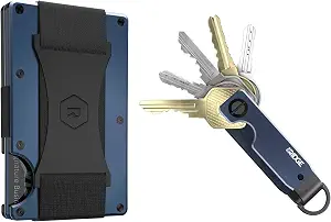 The Ridge Secure Essentials Bundle: Minimalist RFID-Blocking Slim Wallet with Cash Strap & Compact Key Organizer Set (Navy) - image 1