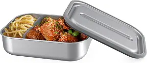 Bentgo MicroSteel Leak-Proof Lunch Box, Microwave-Safe and Oven-Safe Bento Container with Removable Divider, Airtight Lid, Stainless Steel, 5-Cup Capacity, BPA-Free (Stainless Steel) - image 1