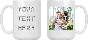 Personalized Text & Photo Mug – Custom 15 oz White Ceramic Coffee Cup - image 1