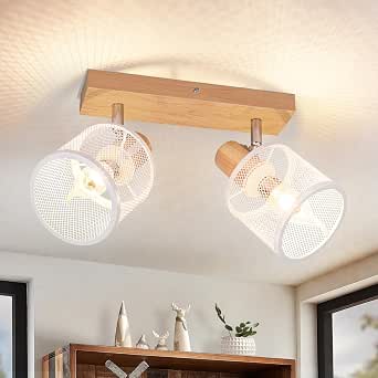Deboola Faretto da Soffitto 2 Fiamme Plafoniera Legno - Lampada Orientabile E14 LED - image 1