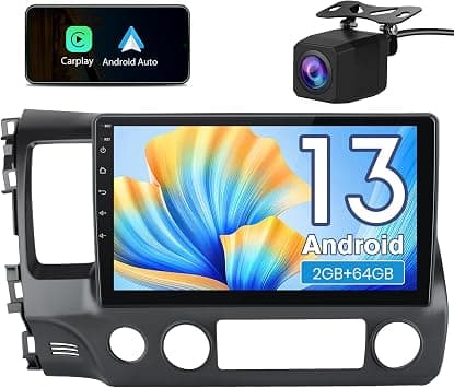 Junsun 4Core 64GB ROM Car Stereo Radio for Honda Civic 2006 2007 2008 2009 2010 2011 with Wireless Carplay Android Auto WiFi Bluetooth Backup Camera - image 1