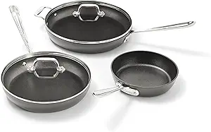 All-Clad HA1 Hard Anodized Nonstick Fry Pan Set – 5-Piece Cookware, 8", 10", 12" Skillets with Lid, Induction Compatible, Oven Safe to 500°F, Lid Safe to 350°F, Black - image 1