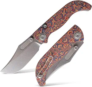 Vosteed Naga EDC Folding Pocket Knife - 3.47" S35VN Stonewash Blade, Clip Point - Top Liner Lock, Copper Raindrop Micarta Handle - Surviving, Camping Knives - A3904 - image 1