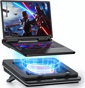 IETS GT600V1-DE Laptop-Kühlpad mit 14CM Turbo-Lüfter, 3-Port USB-Hub, Staubfilter und magnetisch versiegeltem Schaumstoff, kompatibel mit 14,1-19,3-Zoll Gaming-Laptops - image 1