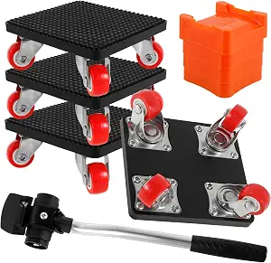 4 PCS Furniture Lift Mover Tool Set with Pry Bar, 880lbs Heavy Duty Furniture Mover, 360° Rotatable Furniture Dolly with 4 Wheels, Noiseless Furniture Roller Slider Lifters Tool Set - image 1