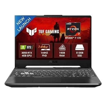 ASUS TUF A15 Gaming Laptop, AMD Ryzen 7 1700 Processor, NVIDIA GeForce RTX 3050 4GB, 16GB DDR5 RAM (Upgradeable), 512GB PCIe 4.0 NVMe M.2 SSD, 15.6-inch FHD 144Hz Anti-glare Display, Windows 11 Home, Graphite Black, FA506NCQ-HN006W - image 1