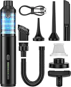 Voice-tank Car Vacuum Portable Cordless Handheld Vacuum Cleaner 4-in-1 Mini Cordless Vacuum with 2 Suction Modes and 16800pa Suction Power Blowing & Inflating 2 Modes Handheld Vacuum for Car, Desk, Keyboards - image 1